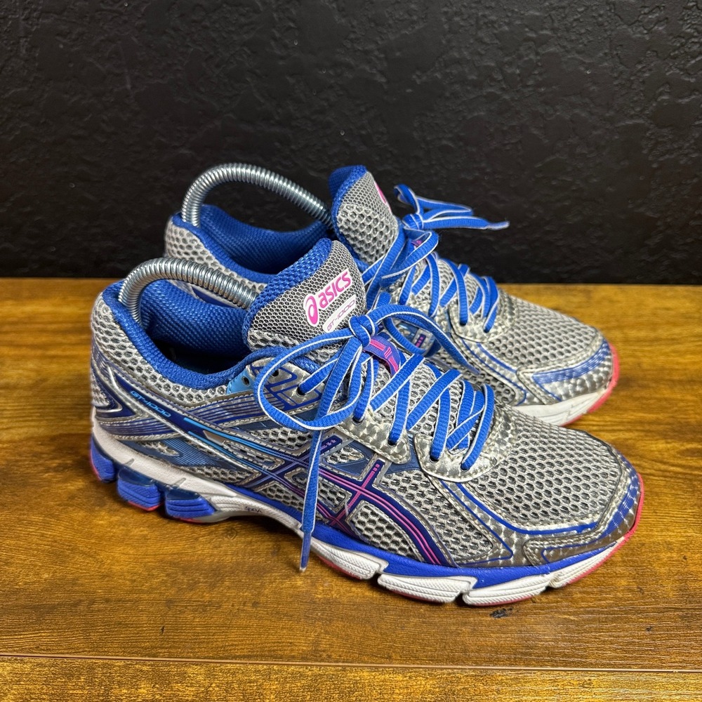 Asics GT-1000 2 T3R5N Silver Blue Mesh Running Shoes Womens 7.5